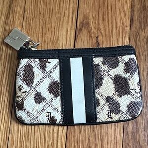 L.A.M.B. Animal Print coin/card  Holder with Black and White Accents